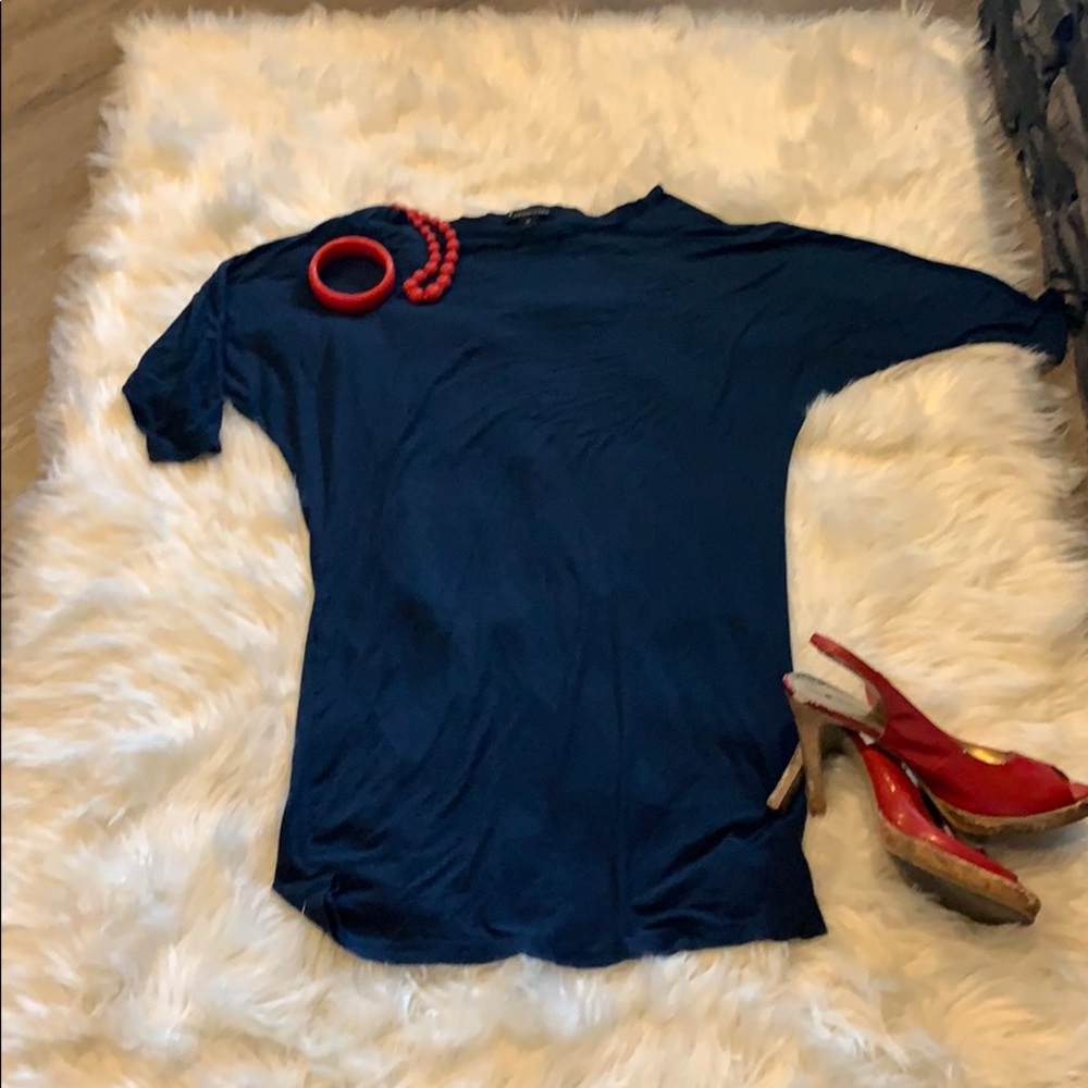 Forever 21 dark blue, longer length shirt.